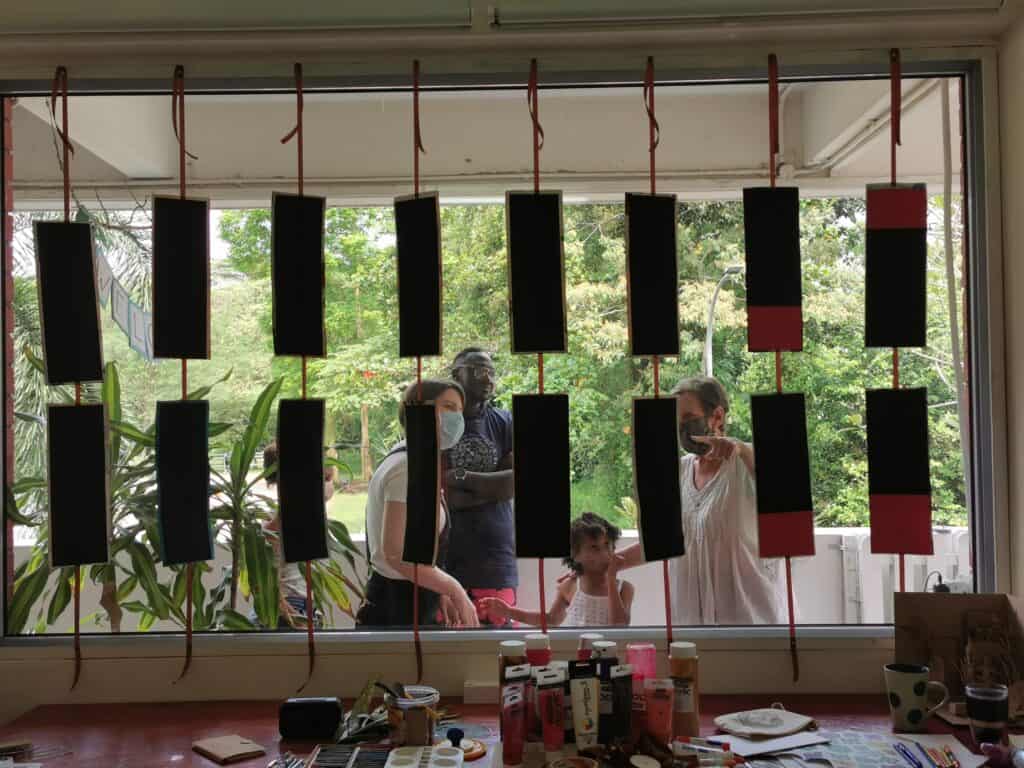 Artist-in-Residence Patricia Zahnbrecher takes visitors around her installation (2021)
