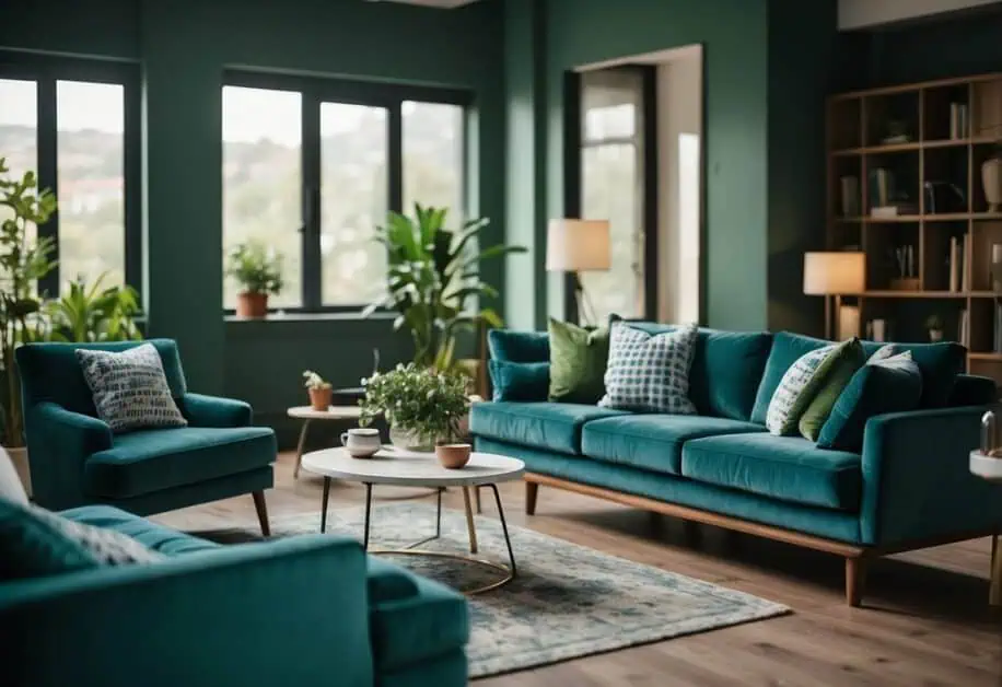 green and blue furniture