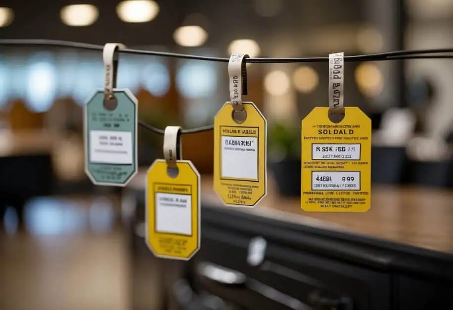 sold tags for furniture