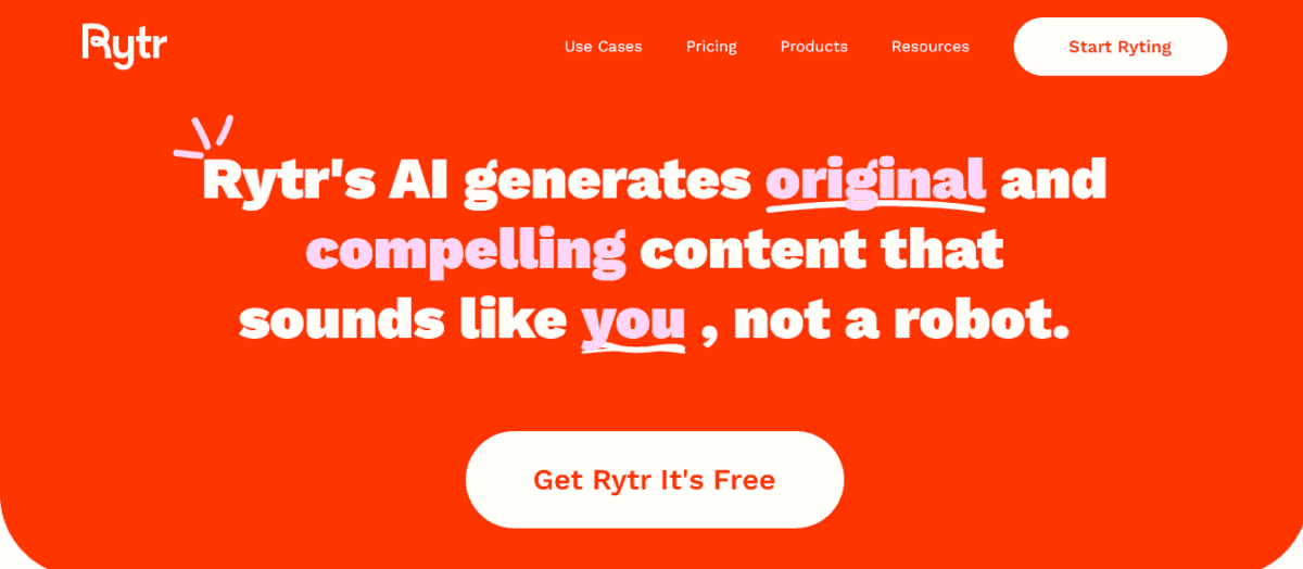 Rytr display page