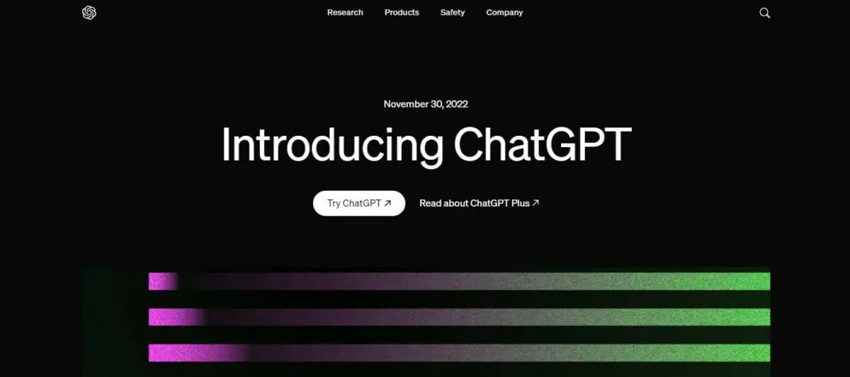 ChatGPT display page
