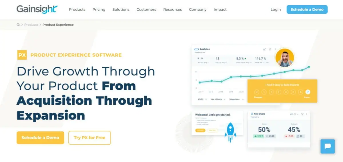 Gainsight PX display page