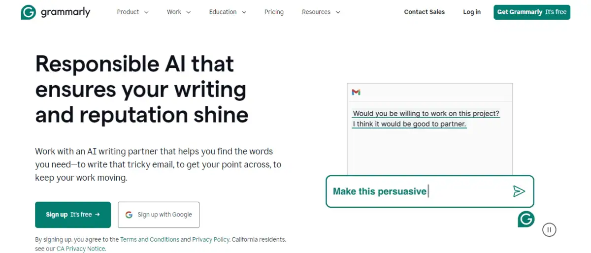 Grammarly display page