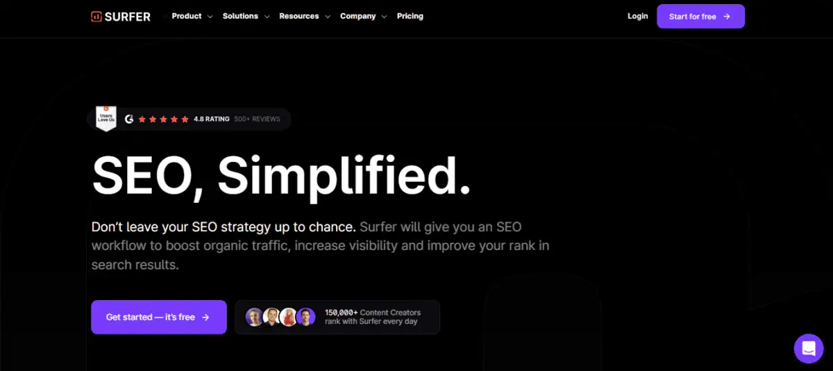 Surfer SEO display page