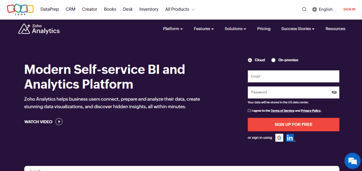 Zoho analytics display page