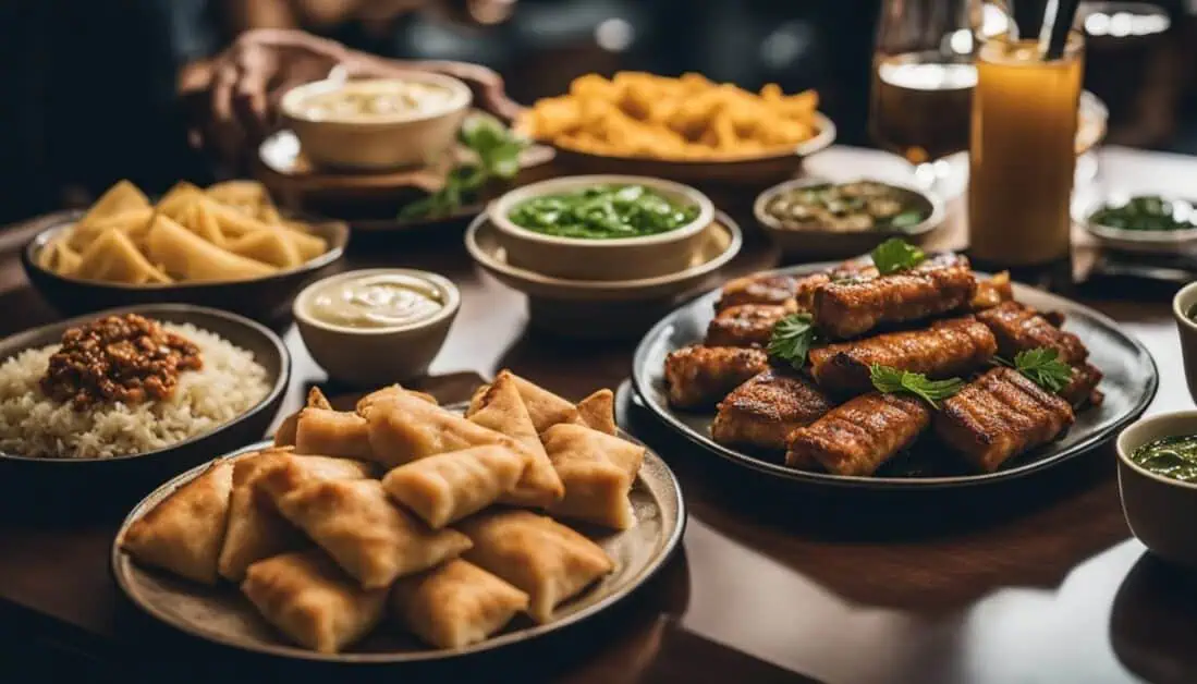 A table adorned with an array of authentic Turkish dishes, showcasing vibrant colors and rich flavors in Singapore.