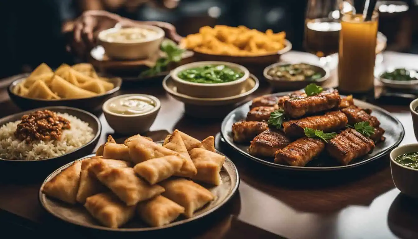 A table adorned with an array of authentic Turkish dishes, showcasing vibrant colors and rich flavors in Singapore.