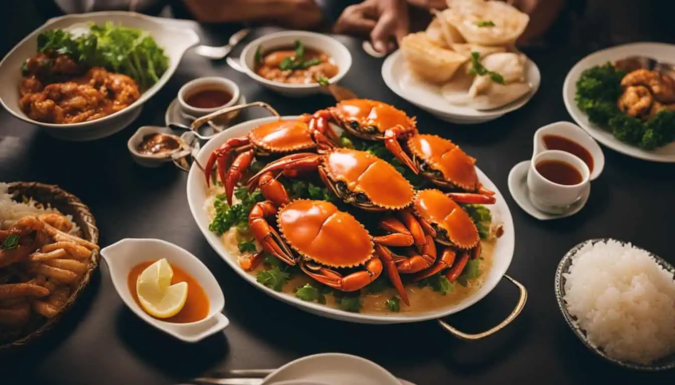 A delicious serving of Chili Crab and sauce displayed on a table, highlighting the culinary offerings of Singapore's best restaurants.