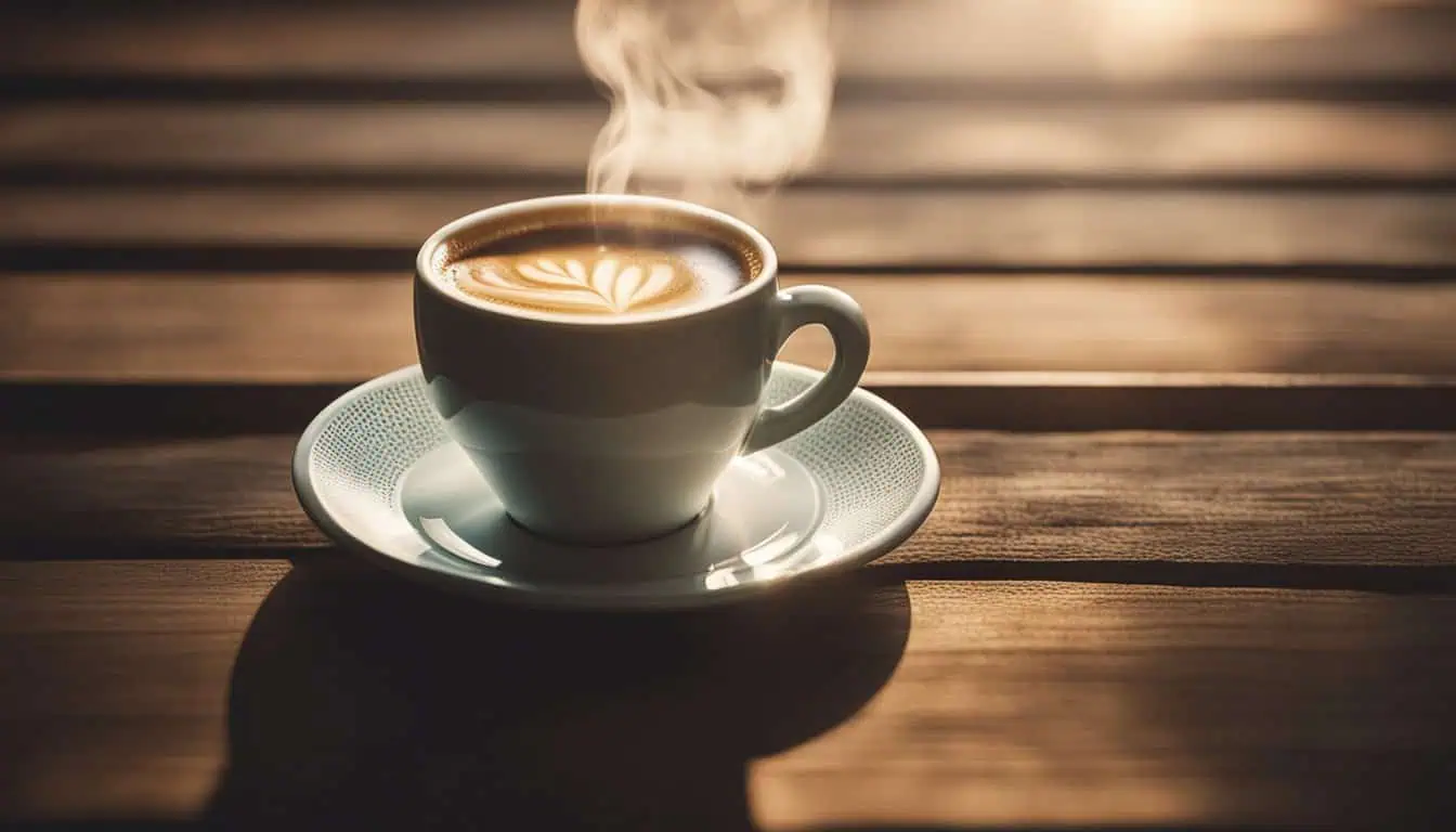 A steaming cup of coffee placed on a rustic wooden table, highlighting the ambiance of Singapore's best coffee shops.