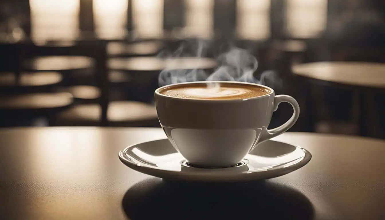 A steaming cup of coffee sits on a table, highlighting the cozy atmosphere of Tanjong Pagar's best coffee spots.