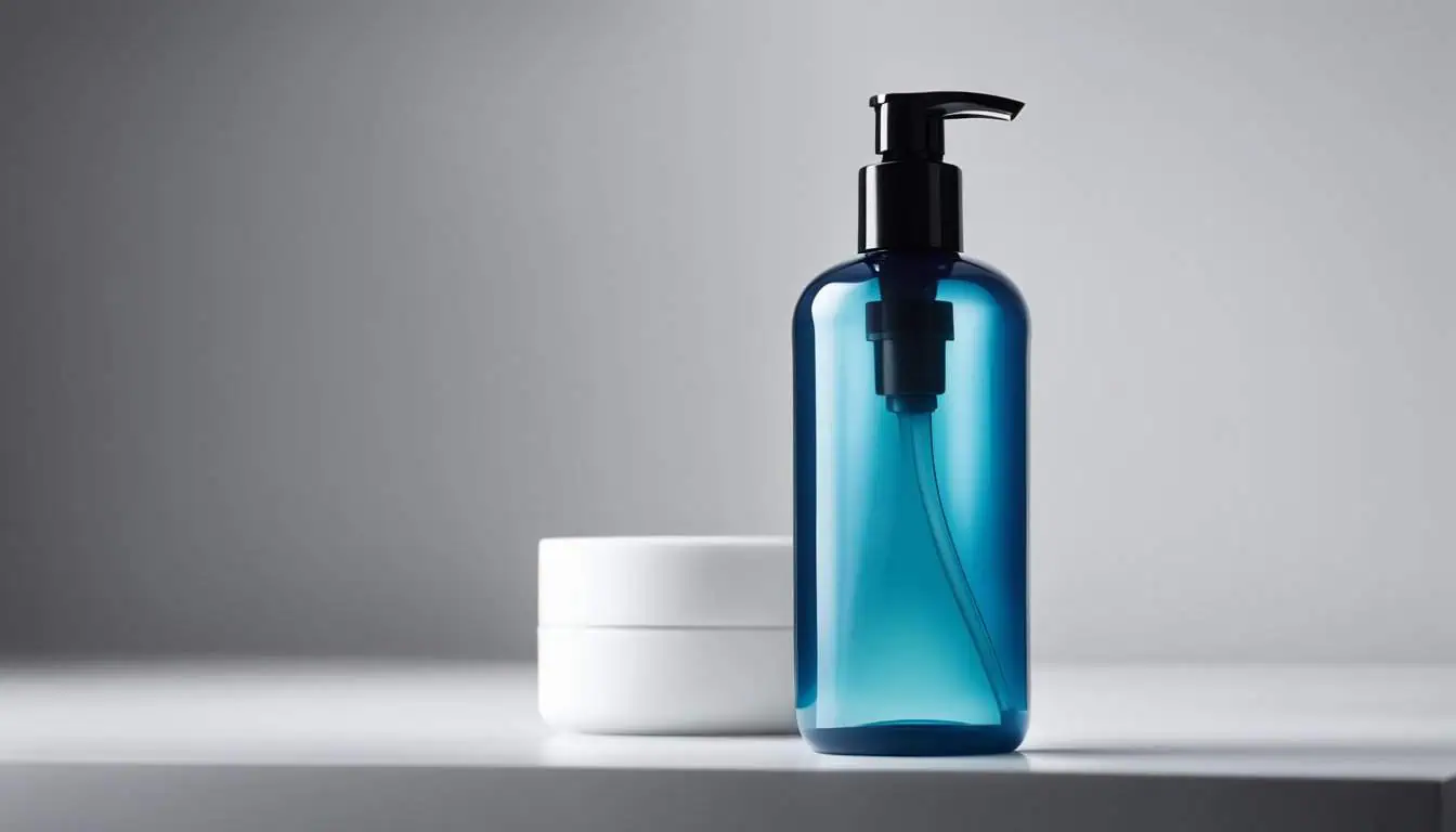 A blue bottle of facial wash and a white container, representing top men's skincare brands in Singapore.