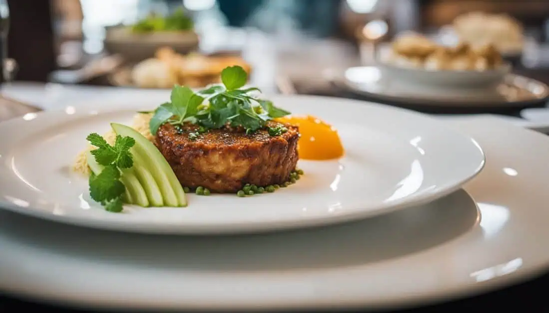 A beautifully arranged plate of food on a table, showcasing the culinary delights of the best food locations in Paya Lebar.