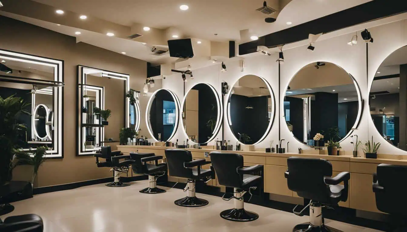 A modern salon featuring stylish chairs and mirrors, ideal for men's grooming in Singapore.
