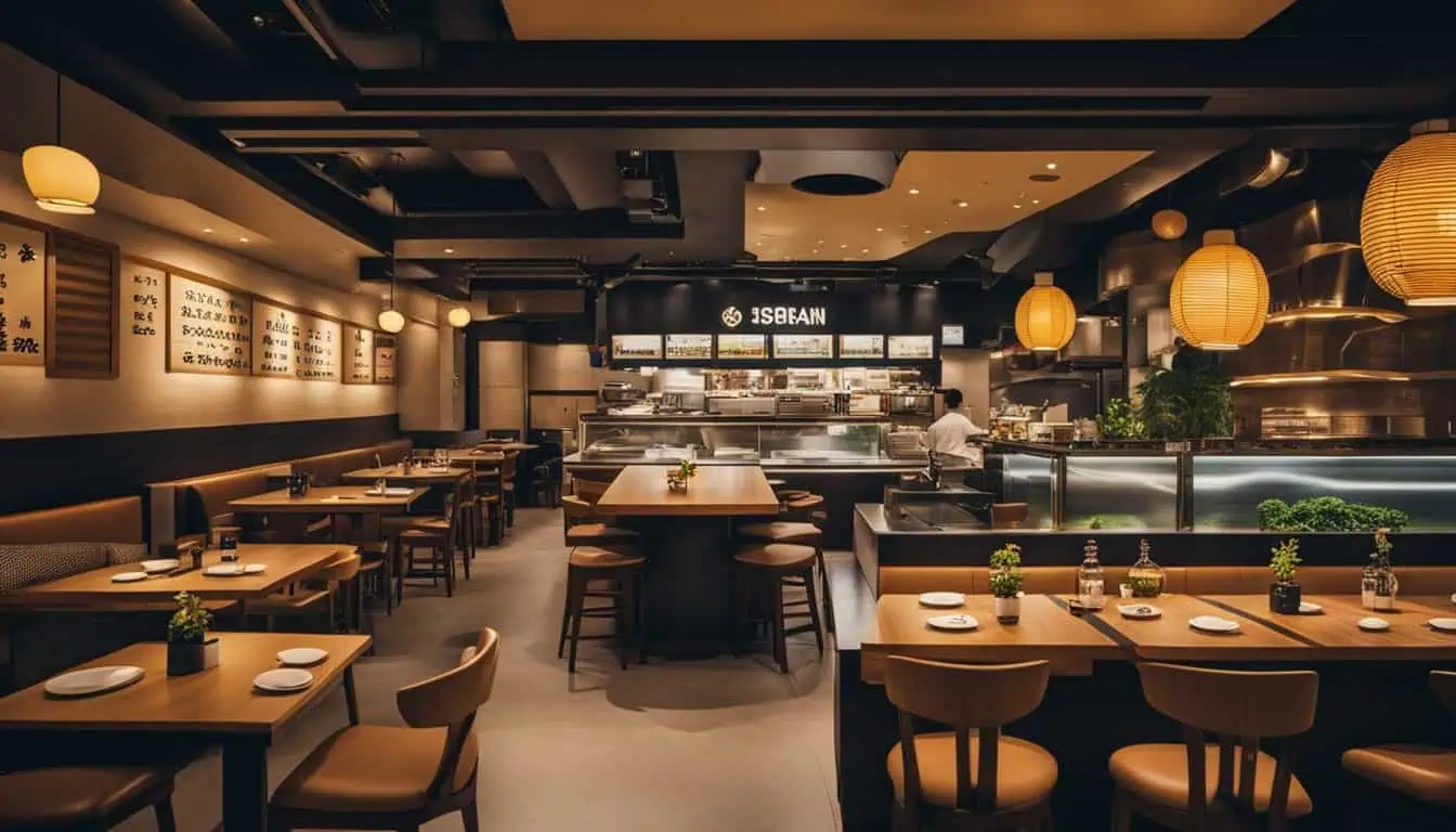 A cozy Korean restaurant in Singapore featuring wooden tables and chairs, inviting guests to enjoy a warm dining experience