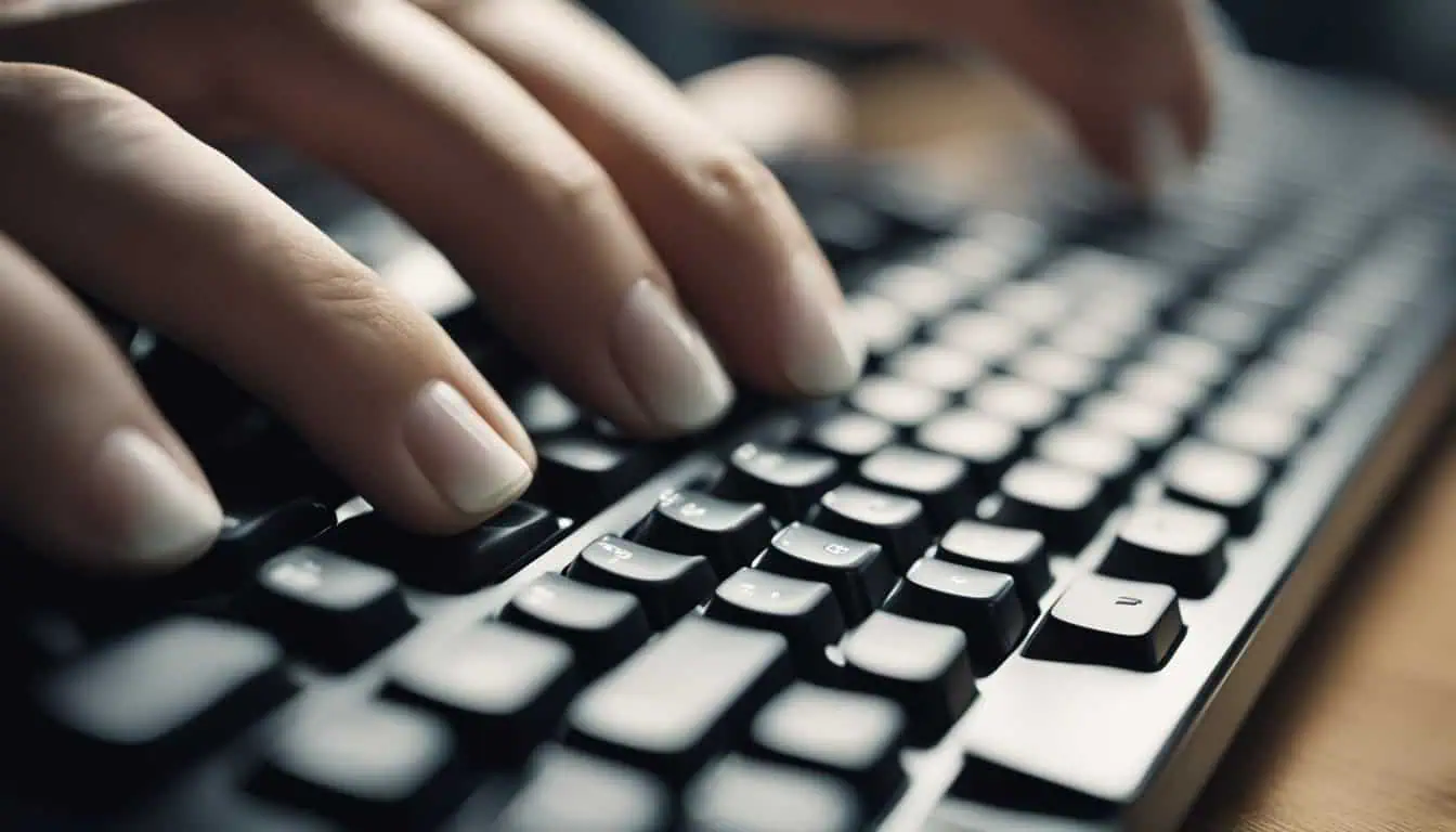 A person's hands actively engaged on a mechanical keyboard, highlighting top brands available in Singapore.