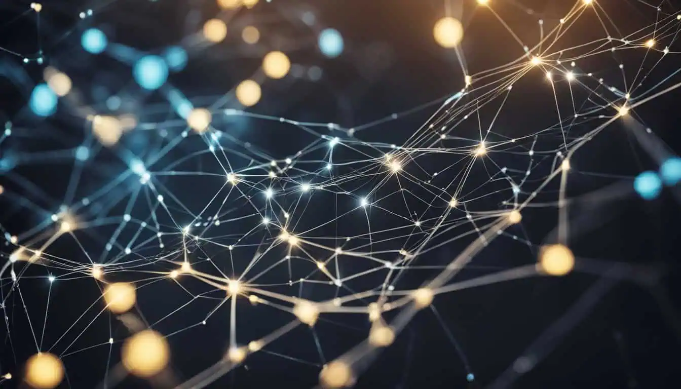 A network of interconnected dots and lines, symbolizing the best mobile network in Singapore.