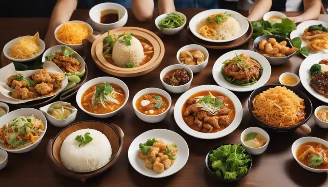 An array of delectable dishes displayed on a table, representing top dining options in Northpoint, Singapore.
