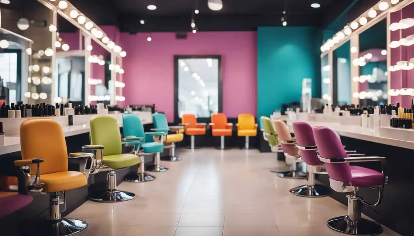 A vibrant salon featuring colorful chairs and mirrors, showcasing the best pedicure services in Singapore.