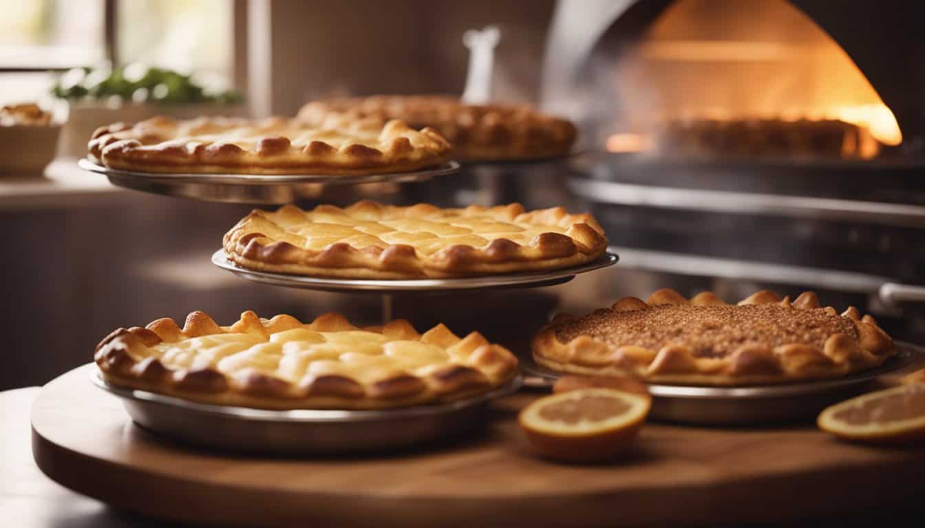 A selection of delicious pies displayed in a kitchen, showcasing the best pies in Singapore.