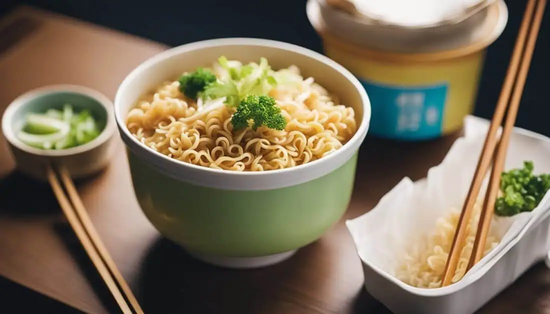 Cup noodles served in a bowl with chopsticks, highlighting a popular dish from Singapore's top cup noodle retailer.