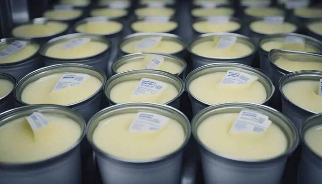 Jars of sour cream arranged neatly in a row, showcasing options available for purchase.