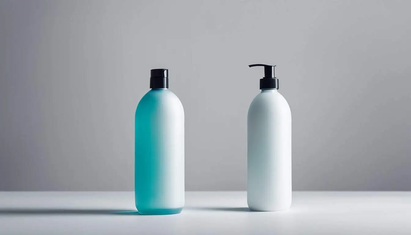 A table displaying two bottles of disinfectant, emphasizing essentials in a clean setting.