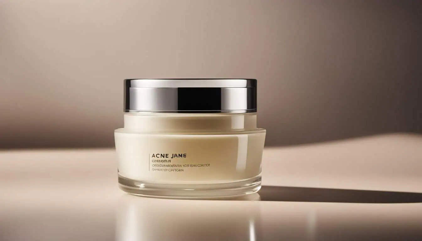 Skin care cream jar on a table, representing top acne cream purchasing locations in Singapore.