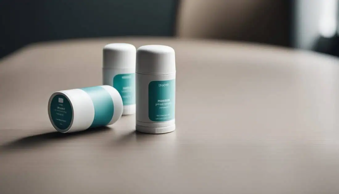 Three deodorant tubes arranged neatly on a table, highlighting options for antiperspirants in Singapore