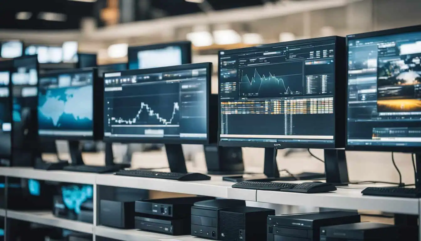 A room showcasing multiple computer monitors, highlighting the best places to purchase them in Singapore.