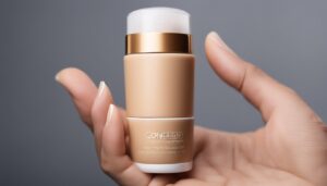 A woman showcasing a bottle of Sephora foundation, highlighting beauty products available in Singapore.