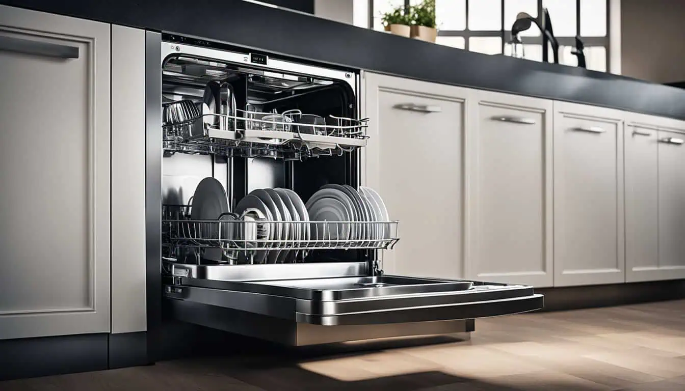 A dishwasher featuring another dishwasher inside, highlighting innovative kitchen appliances available in Singapore.