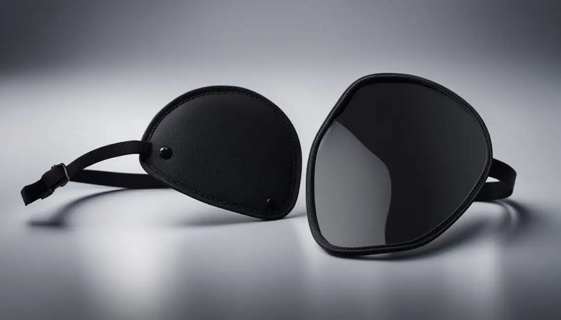 Two pieces of eye patches featuring sleek black lenses, ideal for stylish eye protection.