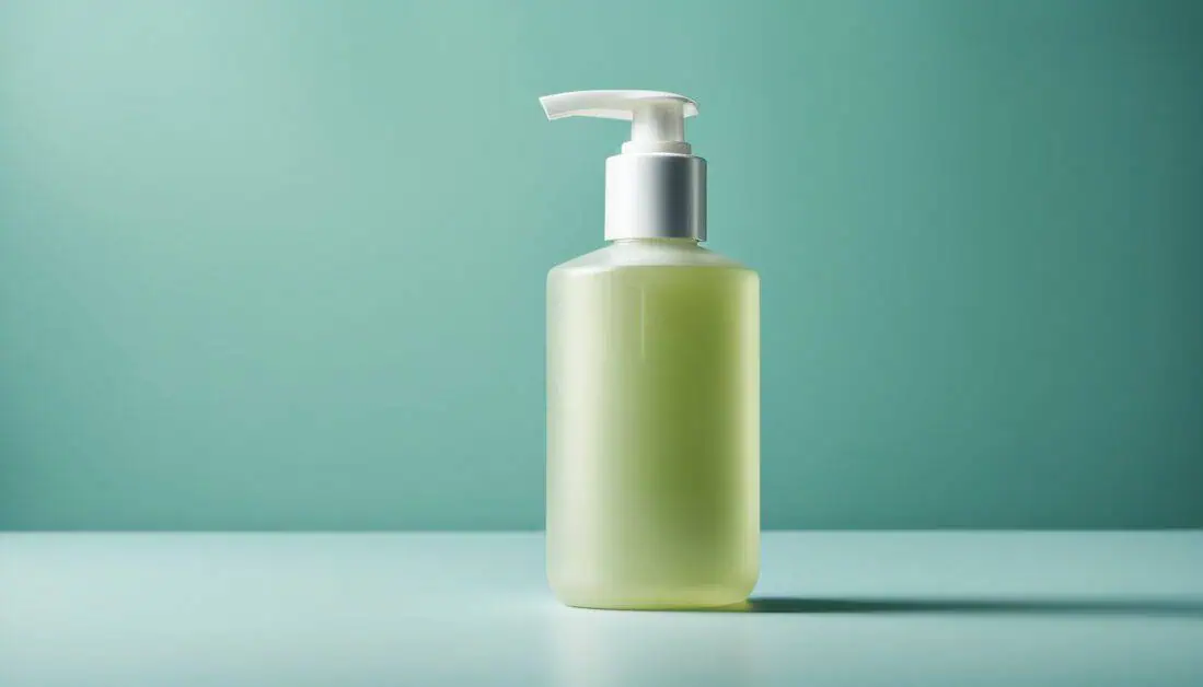 A bottle of facial cleanser placed on a table, representing a facial cleanser available in Singapore.