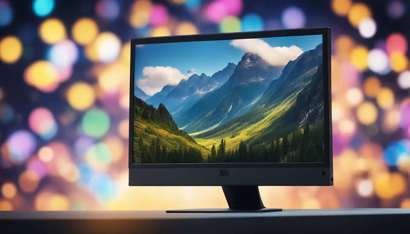A computer monitor displaying a serene mountain landscape, highlighting top monitor brands available in Singapore.