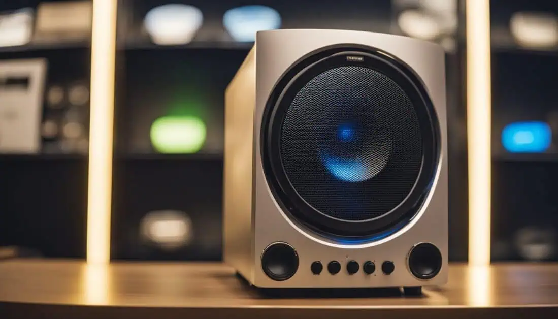 A speaker atop a table, representing the best places to buy PC speakers in Singapore.