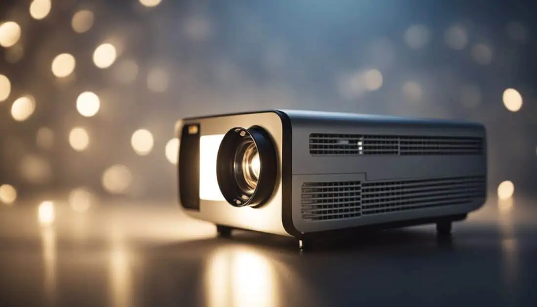 A projector placed on a table, showcasing options for purchasing projectors in Singapore.
