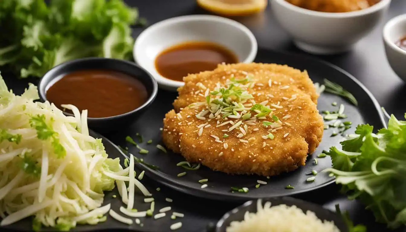 A delicious serving of tonkatsu on a plate, complemented by rich sauce, showcasing top eateries in Singapore.