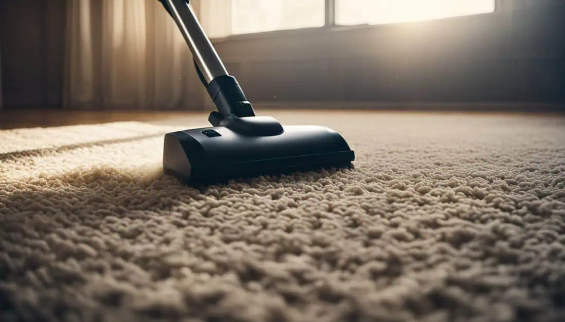 A vacuum cleaner in action on a carpet, highlighting its role in home maintenance and cleanliness in Singapore.