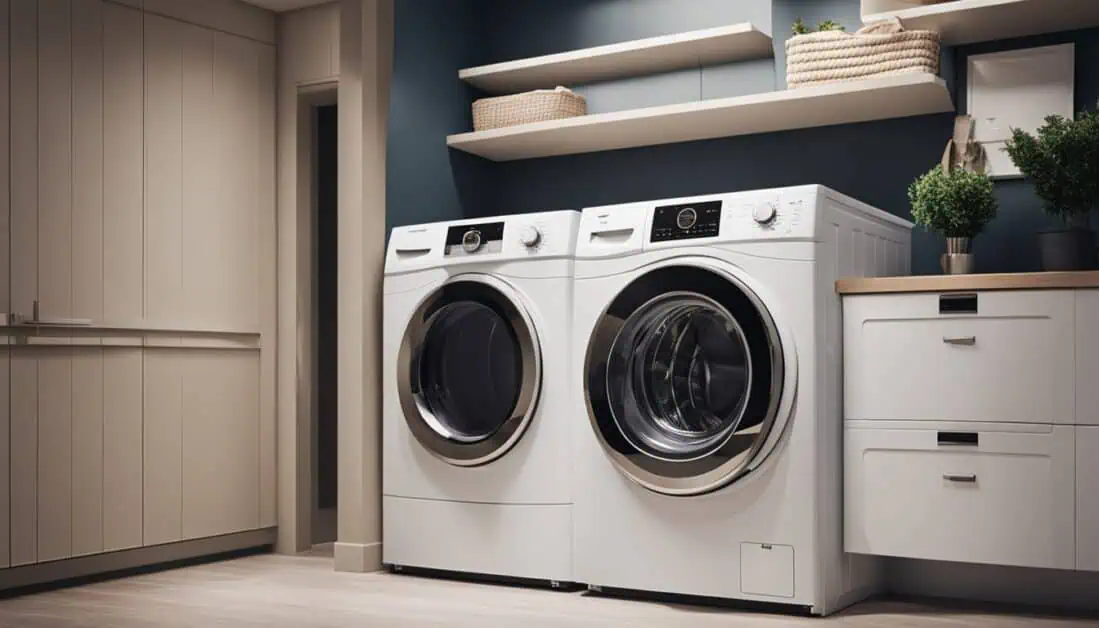 A modern laundry room featuring a washer and dryer, ideal for efficient laundry solutions in Singapore.