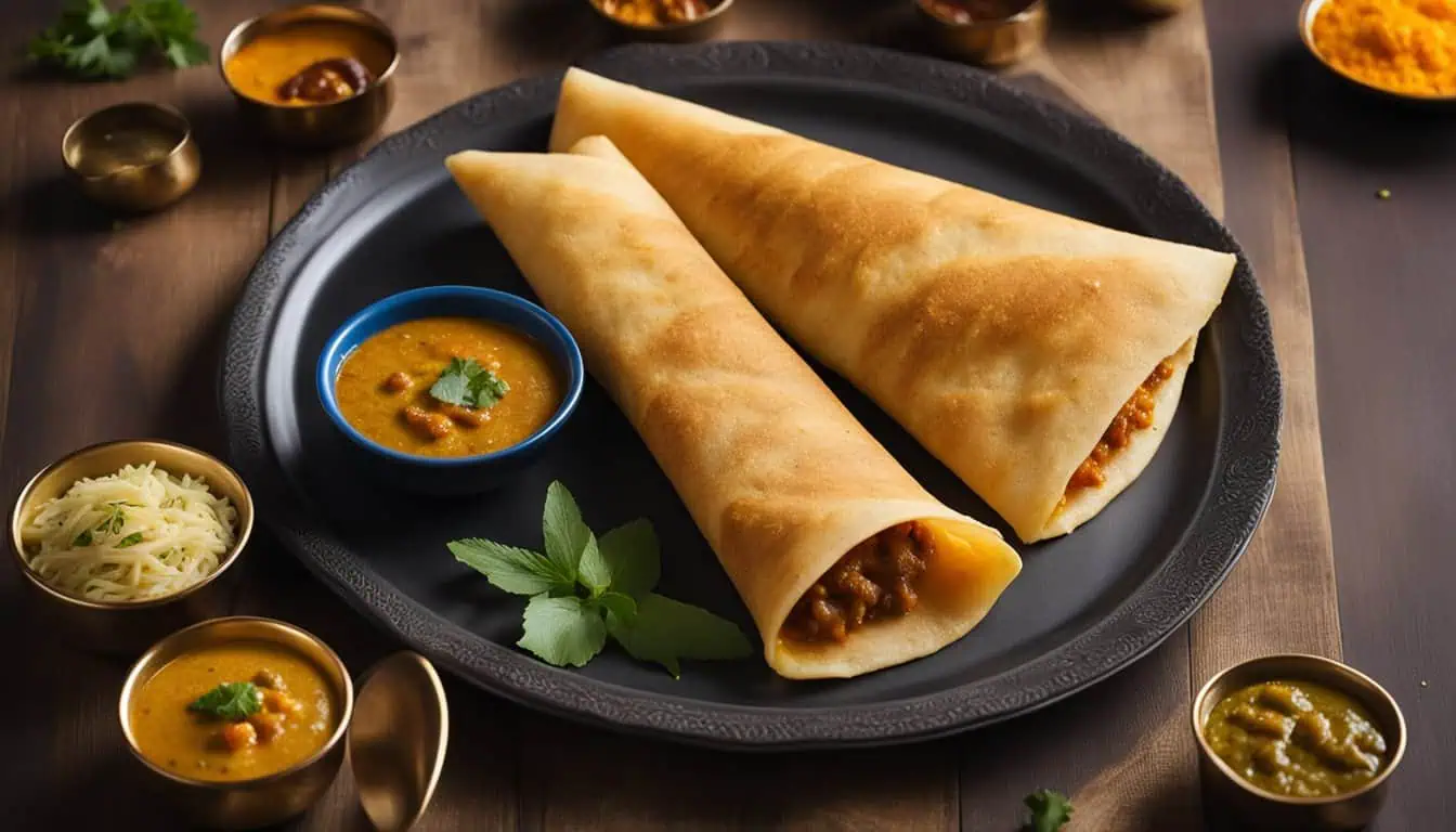 An appetizing dosa served on a plate, highlighting Indian food in Singapore's top dining locations for dosa.