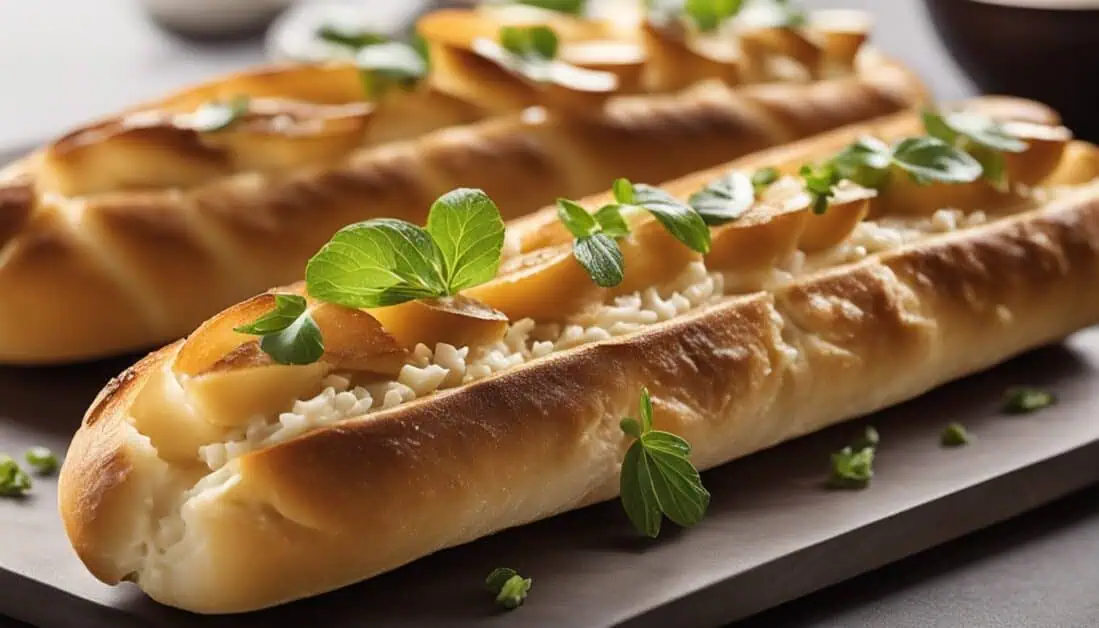 A pair of long sandwiches featuring cheese and herbs, highlighting Singapore's top baguette spots.