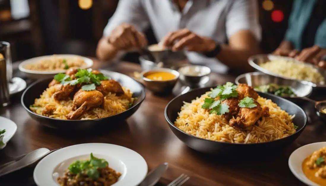 An enticing serving of Chicken Biryani, representing the popularity of Indian cuisine in Singapore's top dining establishment.