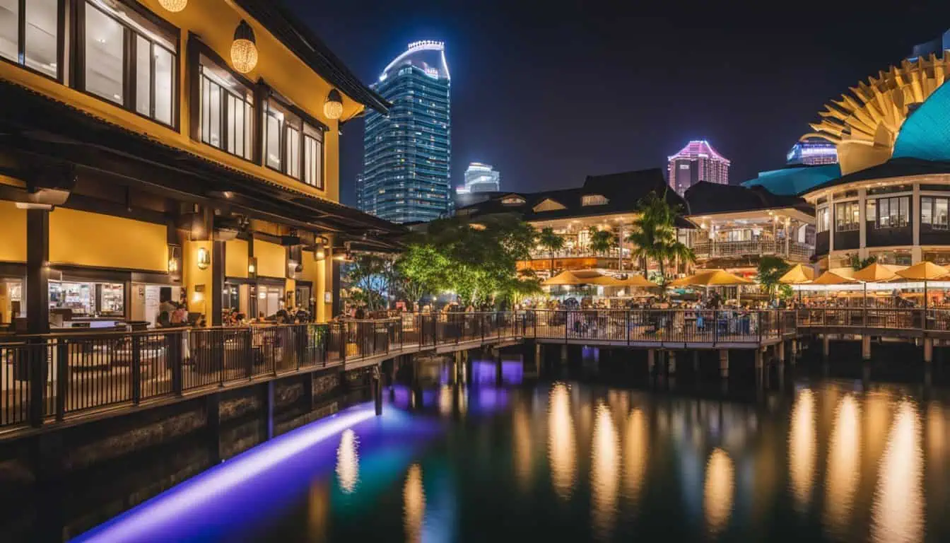 A vibrant view of Clarke Quay, showcasing the best restaurants in Singapore's lively dining scene.