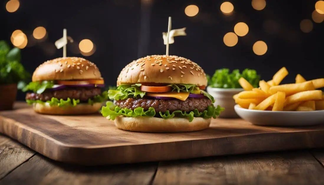Two cheeseburgers with lettuce displayed on a wooden cutting board, highlighting Tiong Bahru's best dining options.