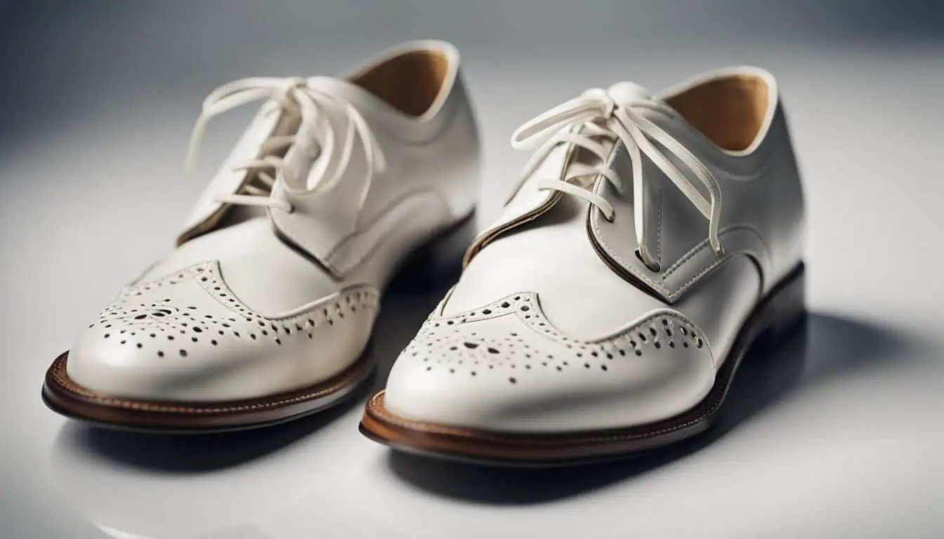 Elegant white oxford shoes set against a white background, highlighting their design for the best shoe stores in Singapore.