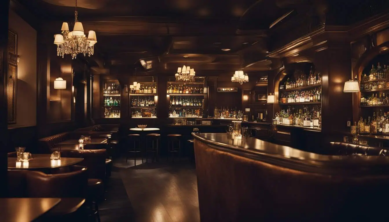 An upscale speakeasy bar at The New Yorker, blending classic charm with modern flair in Singapore's bar scene.