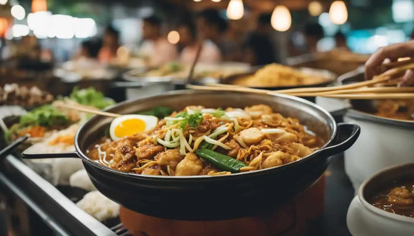 A diverse buffet table showcasing various delicious dishes from the best hawker stalls in Toa Payoh, Singapore.
