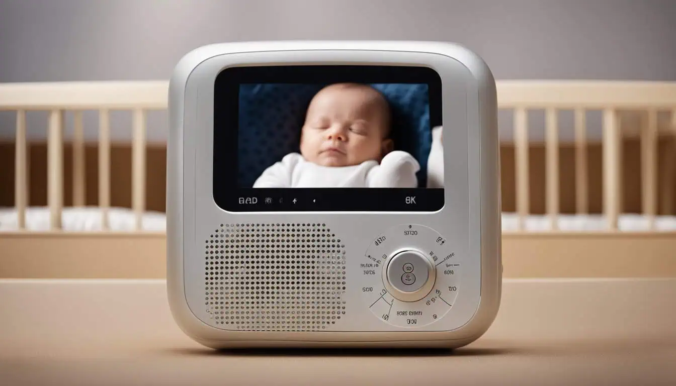 A serene infant rests in a crib, with a baby monitor nearby, providing reassurance for parents in Singapore.