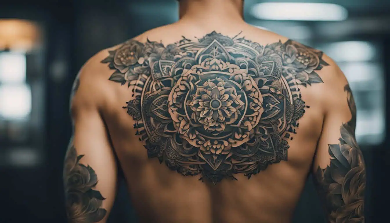 A man showcasing a large back tattoo, highlighting the artistry of the best tattoo artists in Singapore.