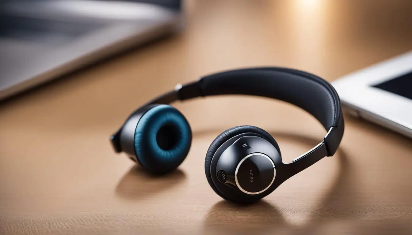 A pair of headphones rests on a table, highlighting options for purchasing BT earphones in Singapore.